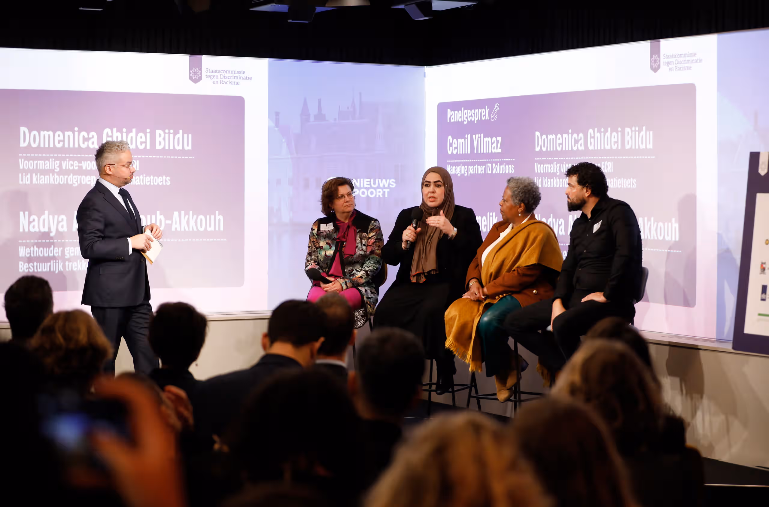 Panelgesprek met Nadya Aboyaakoub-Akkouh, Cora Smelik, Cemil Yilmaz en Domenica Ghidei Biidu